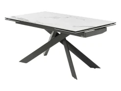 Mesa De Jantar Extensivel De 6 A 10 Lugares Em Ceramica E Metal Efeito Marmore Branco E Antracite - Corema De Pascal Morabito