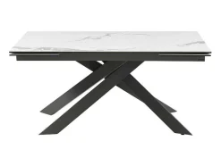 Mesa De Jantar Extensivel De 6 A 10 Lugares Em Ceramica E Metal Efeito Marmore Branco E Antracite - Corema De Pascal Morabito
