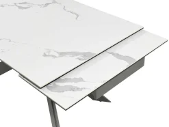 Mesa De Jantar Extensivel De 6 A 10 Lugares Em Ceramica E Metal Efeito Marmore Branco E Antracite - Corema De Pascal Morabito