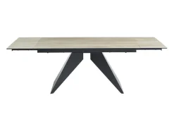 Mesa De Jantar Extensivel De 6 A 10 Lugares Em Ceramica, Vidro Temperado E Metal Natural Claro E Preto - Suniva