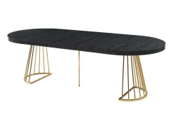 Mesa De Jantar Extensivel De 2 A 12 Lugares Em Mdf E Aco Preto E Dourado - Firela