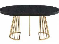 Mesa De Jantar Extensivel De 2 A 12 Lugares Em Mdf E Aco Preto E Dourado - Firela
