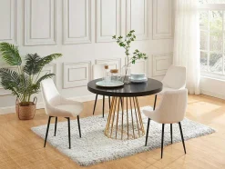 Mesa De Jantar Extensivel De 2 A 12 Lugares Em Mdf E Aco Preto E Dourado - Firela