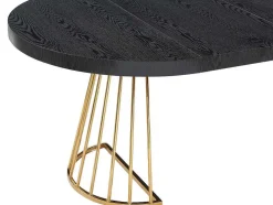 Mesa De Jantar Extensivel De 2 A 12 Lugares Em Mdf E Aco Preto E Dourado - Firela