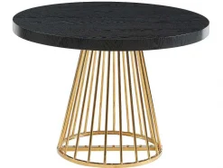 Mesa De Jantar Extensivel De 2 A 12 Lugares Em Mdf E Aco Preto E Dourado - Firela