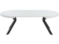Mesa De Jantar Extensivel De 4 A 8 Lugares Em Mdf E Aco Lacado A Branco E Preto - Komoni