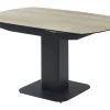 Mesa De Jantar Extensivel De 4 A 8 Lugares Em Ceramica, Vidro Temperado, Metal E Mdf, Natural Claro E Preto - Taloza