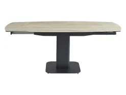 Mesa De Jantar Extensivel De 4 A 8 Lugares Em Ceramica, Vidro Temperado, Metal E Mdf, Natural Claro E Preto - Taloza