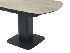 Mesa De Jantar Extensivel De 4 A 8 Lugares Em Ceramica, Vidro Temperado, Metal E Mdf, Natural Claro E Preto - Taloza