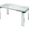 Mesa De Jantar Extensivel Lubana - Vidro Temperado E Metal - 8 A 10 Lugares