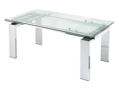 Mesa De Jantar Extensivel Lubana - Vidro Temperado E Metal - 8 A 10 Lugares