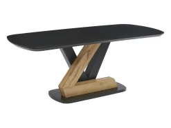 Mesa De Jantar 8 Lugares Em Mdf Preto E Natural Claro - Banemia