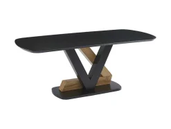 Mesa De Jantar 8 Lugares Em Mdf Preto E Natural Claro - Banemia