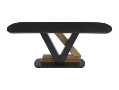 Mesa De Jantar 8 Lugares Em Mdf Preto E Natural Claro - Banemia