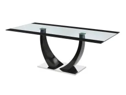 Mesa De Jantar - 8 Lugares - Mdf E Vidro Temperado - Preta - Mezzo