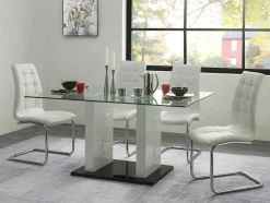Mesa De Jantar Samira - 6 Lugares - Vidro Temperado E Mdf Lacado A Branco