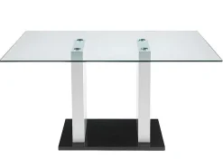 Mesa De Jantar Samira - 6 Lugares - Vidro Temperado E Mdf Lacado A Branco