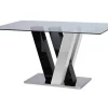Mesa De Jantar Winch - 6 Lugares - Mdf E Vidro Temperado - Preto E Branco