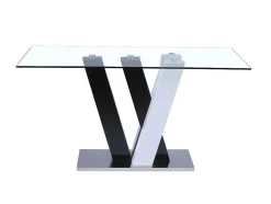 Mesa De Jantar Winch - 6 Lugares - Mdf E Vidro Temperado - Preto E Branco
