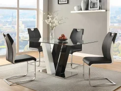 Mesa De Jantar Winch - 6 Lugares - Mdf E Vidro Temperado - Preto E Branco