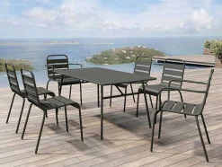 Mesa De Jardim C. 160 Cm Em Metal Cinzento-Escuro - Mirmande