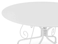 Mesa De Jardim D.120 Cm Metal Estilo Ferro Forjado Branco - Guermantes De Mylia