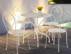 Mesa De Jardim Em Metal Estilo Ferro Forjado - Branco - Guermantes