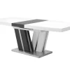 Mesa De Refeicoes Extensivel Noami Ii - 6 A 8 Lugares - Mdf Lacado Cinzento E Branco