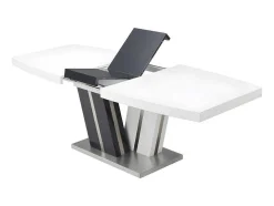 Mesa De Refeicoes Extensivel Noami Ii - 6 A 8 Lugares - Mdf Lacado Cinzento E Branco