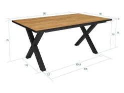 Mesa De Sala De Jantar, 8 Péssoas, 170, Robusto E Estavel Gracas A Sua Estrutura E Pernas Solidas, Oak E Preta, Industrial