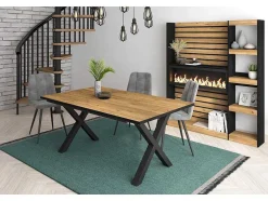 Mesa De Sala De Jantar, 8 Péssoas, 170, Robusto E Estavel Gracas A Sua Estrutura E Pernas Solidas, Oak E Preta, Industrial