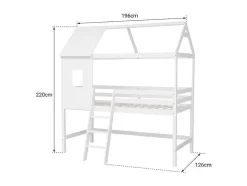 Mezzanine Cama Para Crianças 190X90Cm Margot Branco