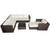 Mobiliário De Jardim De Resina Castanha Cargese 7 Lugares - Almofadas De Creme