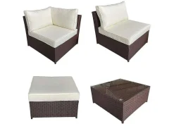 Mobiliário De Jardim De Resina Castanha Cargese 7 Lugares - Almofadas De Creme