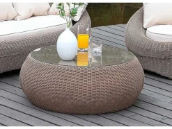 Mobiliário De Jardim Em Resina Entrancada Caramel: Sofá, 2 Cadeiroes E Mesa De Centro - Whiteheaven