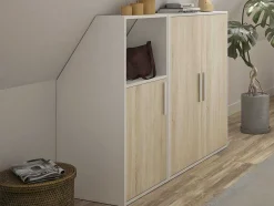 Móvel Com Inclinacao 3 Portas E 1 Nicho Branco E Natural - Adezio