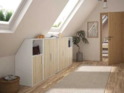 Móvel Com Inclinacao 6 Portas E 2 Nichos Branco E Natural - Adezio