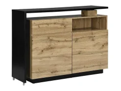 Móvel De Bar Giratorio Com 2 Portas, 1 Gaveta E 1 Nicho Em Mdf Cor Carvalho E Preto - Eldir