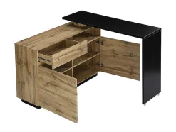 Móvel De Bar Giratorio Com 2 Portas, 1 Gaveta E 1 Nicho Em Mdf Cor Carvalho E Preto - Eldir