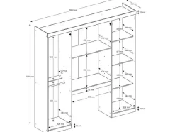 Móvel De Cama Antero - 6 Portas - Com Armários E Gavetas - C 200 Cm - Carvalho & Marfim