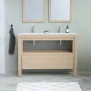 Móvel De Casa De Banho Com Lavatório De Encastrar, Folha De Carvalho, 120 Cm - Cosmoti