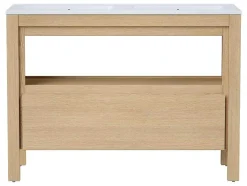 Móvel De Casa De Banho Com Lavatório De Encastrar, Folha De Carvalho, 120 Cm - Cosmoti