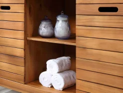 Móvel De Casa De Banho Em Madeira De Acacia Com Lavatório Individual De 130 Cm - Pulukan