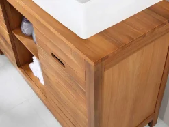 Móvel De Casa De Banho Em Madeira De Acacia Com Lavatório Individual De 130 Cm - Pulukan