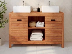 Móvel De Casa De Banho Em Madeira De Acacia Com Lavatório Individual De 130 Cm - Pulukan