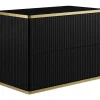 Móvel De Casa De Banho Para Colocar Sob O Lavatório Estriado Rebordo Dourado, Cor Preta C80 Cm - Keliza