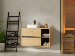 Móvel De Casa De Banho Suspenso Lavatório Simples Cor Natural De 100 Cm - Purnal