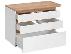 Móvel De Casa De Banho Suspenso Com Lavatório Individual Cor Natural Clara E Branca Com 94 Cm - Anida