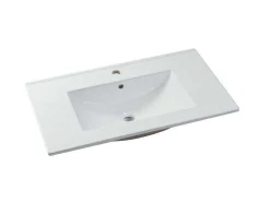 Móvel De Casa De Banho Suspenso Estriado Lavatório De Encastrar Natural Claro 80 Cm - Zevara