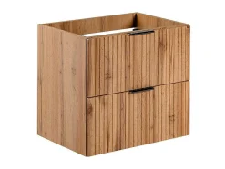 Móvel De Casa De Banho Suspenso Estriado Com Lavatório Embutido, Natural Claro, L60 Cm - Zevara